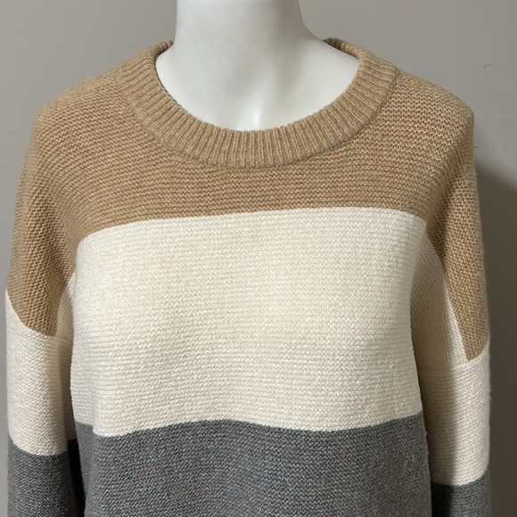 MADEWELL Andria Pullover Sweater in Coziest Yarn Wide Sleeves Heather Honey Sz L - Picture 6 of 14